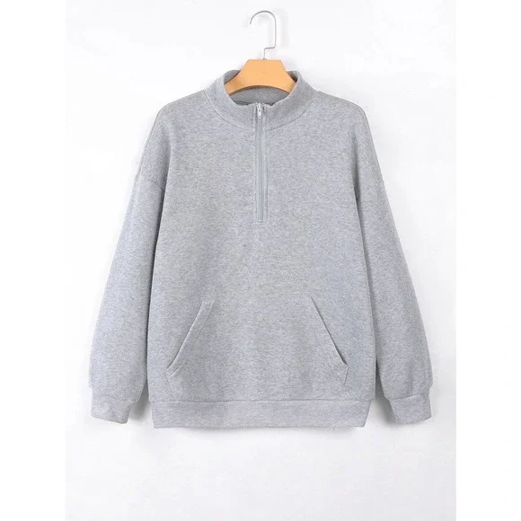 🌟 minimalist Half Zip Kangaroo Pocket Sweatshirt - Picture 3 of 11